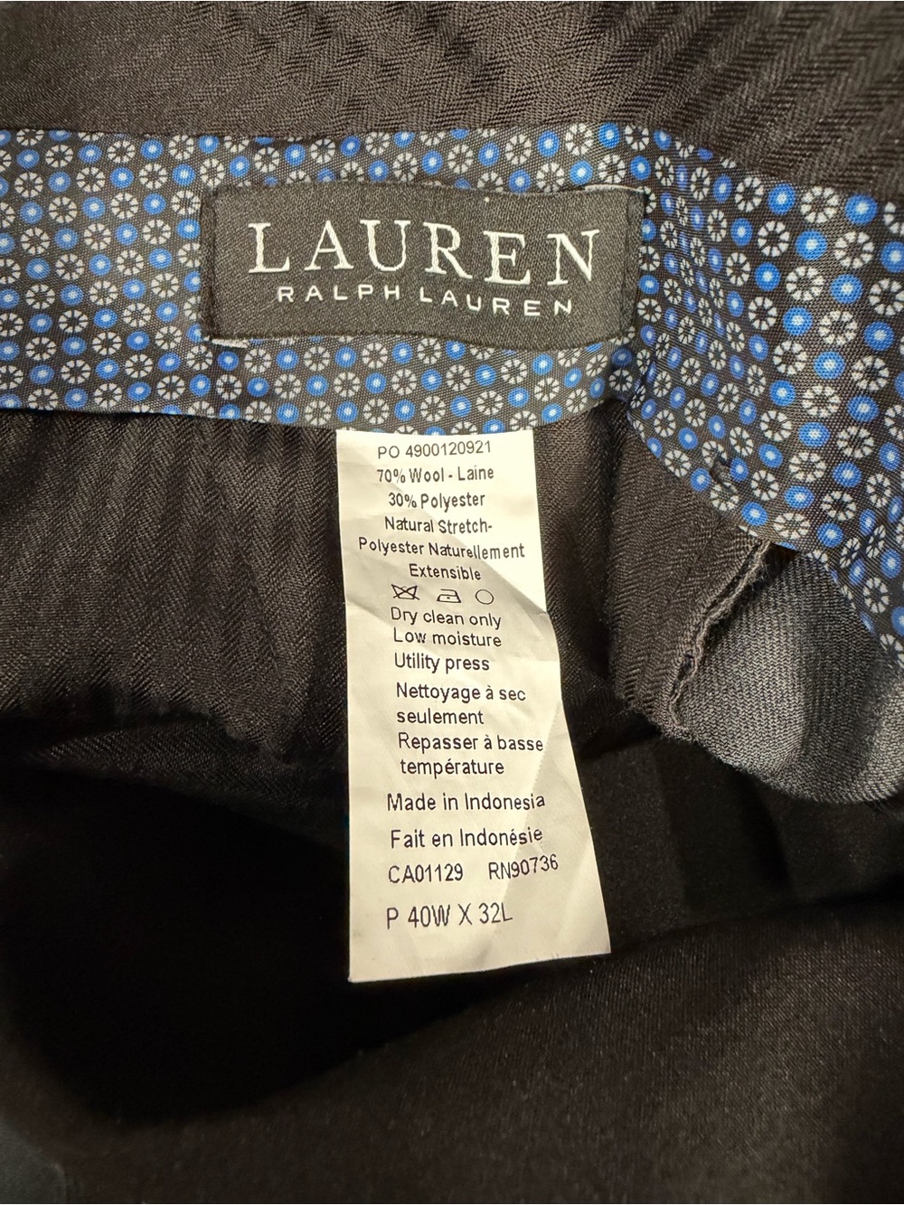 Lauren Ralph Lauren Pants Mens 40x32 Grey Wool Pleated Front Dress Trouse - Picture 2 of 4